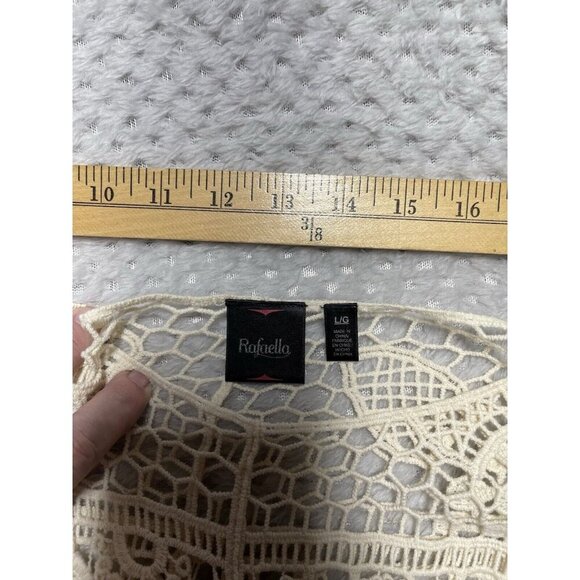 Rafaella Womens Sleeveless Top Size L Off White Crochet Cover Western Cottage - Picture 12 of 12